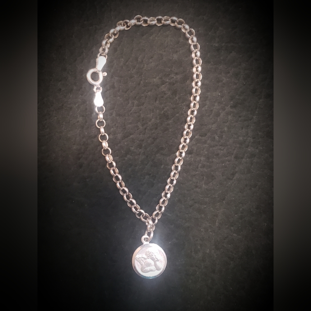 Sterling Silver 925 Italy 7" Angel Cherub Charm Bracelet